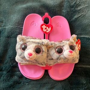 Pink TY Plush Cat Slides brand new
